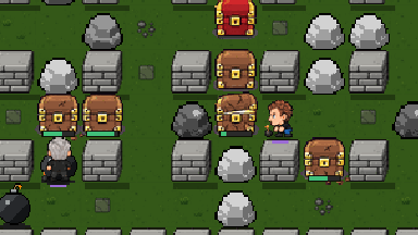 A hero approaching a reward chest